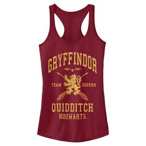 lot 90116 image: Harry Potter Juniors Gryffindor Quidditch Seeker Slim Fit, Scoop Hem Racerback Tank, Scarlet, Small