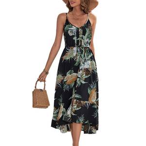 lot 90200 image: BROVAVE Womens 2024 Summer Casual Boho Sundress Polka Dot Spaghetti Strap V Neck Flowy Midi Dresses(008 Black#3, Medium)