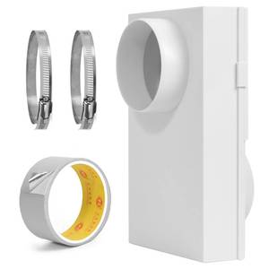 lot 90223 image: NOORNY 0-5 Periscope Dryer Vent Kit Adjustable Dryer Vent for Tight Space - WHITE with 2 Clamps & Foil Tape