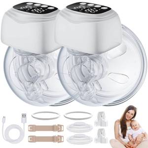 lot 90224 image: Breast Pump Hands Free Breast Pump, Wearable Breast Pump with Soft Double-Sealed Flange, Wireless Electric Breast Pump with 3 Modes & 9 Levels, No Leakage