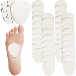 lot 90225 image: 40 Pieces Metatarsal Felt Feet Insert Pads Ball of Foot Cushion Pain Relief Forefoot Support Adhesive Foam Foot Cushion Pad for Men and Women 14 Inch Thick (White)