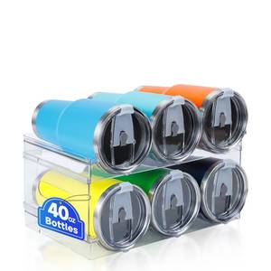 lot 90307 image: Damomo Water Bottle Organizer for Stanley 40 oz, 2 Pack Stackable Water Bottle Organizer, Clear Holder for Tumbler Travel Mug Cup, Kitchen Pantry Refrigerator Organization and Storage