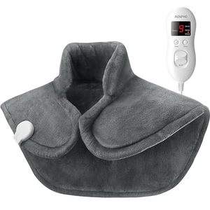 lot 90309 image: RENPHO Electric Heating Pad for Back, Neck, Shoulder Pain and Cramps, Heat Pad for Neck and Shoulders, Heated Neck Wrap with Moist Dry Heat Options, Fathers Day Dad Gifts, Gifts for Women Men (Gray)