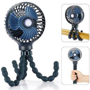 lot 90310 image: snawowo Mini Handheld Personal Portable Fan, Baby Stroller Fan, Car Seat Fan, USB or Battery Powered, with Flexible Tripod Clip on Student Bed Desk Bike Crib Treadmill Camping Traveling(Dark Blue)