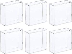 lot 90316 image: BCW Hockey Puck Display Case Cube Square Holder 6x8  6-Pack  Crystal Clear Polystyrene  Stackable  Protects NHL Memorabilia  2 Piece Snap Design