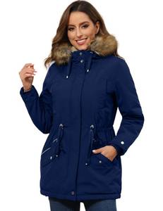 lot 90322 image: ROYAL MATRIX Womens Winter Coats Fleece Lined Parka Jacket Hooded Long Winter Warm Parka Coat with Pockets Navy,2