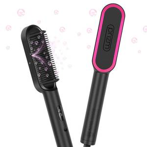 lot 90330 image: Prizm Hair Straightener Brush, 20s Fast Heating, Negative Ions Hair Straightening Comb with Less Frizz, 4 Temp Settings & LED Display, Anti-Scald Design, Gift for Women, Dual Voltage, Black