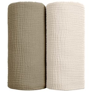 lot 90331 image: lulumoon Muslin Swaddle Blanket Baby - Cotton Swaddling Blanket Soft Baby Receiving Blanket Neutral 2Pack(Olive)