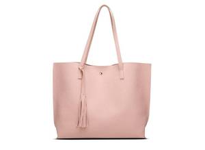 lot 90340 image: Dreubea Womens Soft Faux Leather Tote Shoulder Bag from, Big Capacity Tassel Handbag Pink