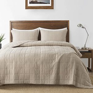 lot 90351 image: B2EVER Beige Quilt Queen Size Bedding Sets with Pillow Shams, Lightweight Soft Bedspread Coverlet, Quilted Blanket Thin Comforter Bed Cover for All Season Spring Summer, 3 Pieces, 90x90 inches