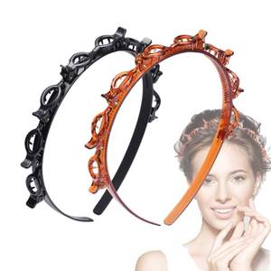 lot 90367 image: JASSINS 2 Pcs Bangs Hairstyle Hairpin Headband, Professional Weave Bangs Clip, Toothed Headband Braid Tool, Women Girls Fashion Hair Accessories (Black and Brown)