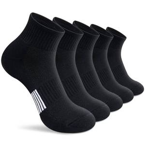 lot 90371 image: Gonii Ankle Socks Womens Athletic Thick Cushioned Running Hiking Crew Socks 5-Pairs (Black)