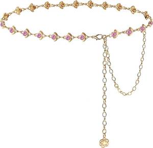 lot 90385 image: BAOKELAN Rhinestones Chain Belts for Women Girls Waist Chain for Dresses Pink 105CM41.3IN