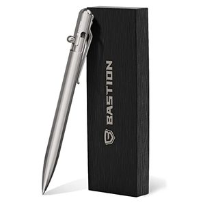 lot 90391 image: BASTION� Luxury Slim Bolt Action Pen, Durable EDC Pen with Fine Tip, Professional Ballpoint Pen for School and Work - Titanium