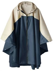 lot 90400 image: SaphiRose Unisex Rain Poncho Hooded Waterproof Raincoat for Adults Women (Navy-White)