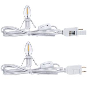 lot 90415 image: Accessory Cord with One LED Light Bulb Lamp Kit Includes 6 Feet UL Listed White Cord On and Off Switch Plug Lamp Cord with Single LED Light for Craft Party Home Outdoor Decor (2 Pieces)
