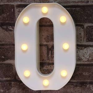 lot 91761 image: Pooqla Decorative Led Light Up Number Letters, White Plastic Marquee Number Lights Sign Party Wedding Decor Battery Operated Number (0)