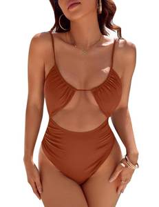 lot 91784 image: Blooming Jelly Womens One Piece Swimsuit Tummy Control Bathing Suit Sexy Flattering Cheeky High Cut Out Cute Ladies Swimwear (X-Large, Rust)