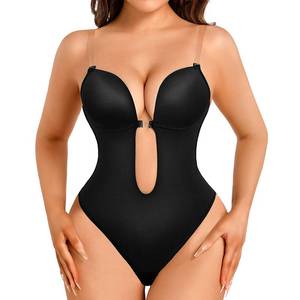 lot 91786 image: Decorus Shapewear Backless Bodysuit Strapless Low-back Thong Body-shaper Invisible Women - Build in Bra Open-back Bodysuits Wedding Seamless