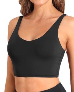 lot 91810 image: Aqua Eve Women Crop Bikini Top Only Long Line Sport Swim Top Modest Swimsuit Top Black S