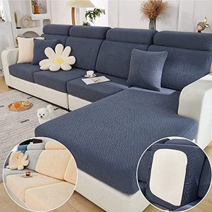 lot 91829 image: Yoovat Magic Sofa Covers Magic Sofa Couch Covers 2024 New Wear-Resistant Universal Sofa Cover Stretch for Sectional Slipcovers (Texture-Gray Blue,Pillow Cover 16x16 inch)