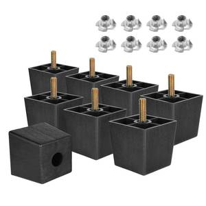 lot 91836 image: Masendelk 2 inch Plastic Furniture Legs, Square Couch Legs Black Sofa Legs Set of 8, Mid Century Furniture feet M8 Replacement Legs for Armchair Bed Couch Cabinet Desk Table Sofa