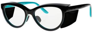lot 87295 image: ATTENUTECH Radiation Safety Glasses in stylish, cat eye women�s Frame with .75mm pb Radiation Reducing lenses. (Blue Black) - Retail $145