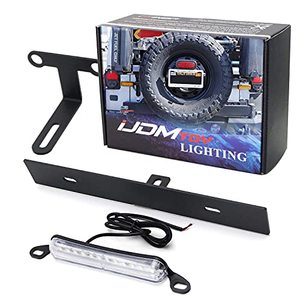 lot 87296 image: iJDMTOY Rear Spare Tire Mount License Plate Relocator Bracket w 12-SMD LED License Plate Light Compatible With Jeep 2007-2017 Wrangler JK