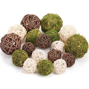 lot 90118 image: 18 Pcs Green Moss Decorative Balls Wicker Rattan Cord Balls Set, Vase Bowl Filler Balls Hanging Balls for Christmas Centerpieces Home Tree Garden Wedding Party Coffee Table