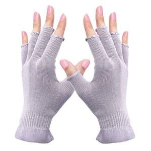 lot 90120 image: MIG4U Fingerless Moisturizing Gloves, Half Finger Touchscreen Beauty Glove for Eczema, SPA, Dry Hands, Skin Treatment, Summer Sun UV Protection, Pale Purple, 1 Pairs SM