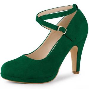 lot 90131 image: Allegra K Womens Platform Cross Strap Stiletto Heels Green Mary Jane Pumps 8.5 M US
