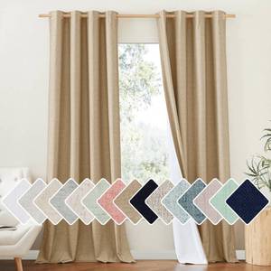 lot 90144 image: NICETOWN 100% Absolutely Blackout Linen Curtains with Thermal Insulated White Liner, Camel, W52 x L108, 2 Panels, Textured Linen Look Noise Reducing Window Treatments Drapes for BedroomLiving Room