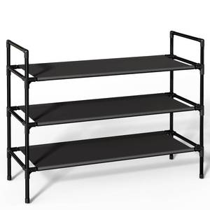 lot 90149 image: Sakugi Shoe Rack with Non-Woven Fabric - X-Large Shoe Organizer, 3-Tier Shoe Storage Rack, Sturdy Shoe Rack for Closet, Garage & Corridor, Stackable Shoe Rack for Entryway, Black