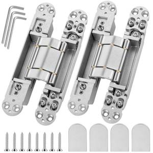 lot 90168 image: Invisible Door Hinges (2 pcs) -7 Inch Sliver Hidden Hinges for Doors, 3 Way Adjustable & 180 Deg Swing & Upgraded Copper Support Invisible Hinge, Heavy-Duty Concealed Door Hinges 177Lbs Load-Bearing