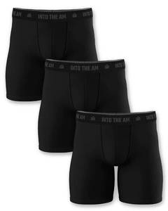 lot 90183 image: INTO THE AM Mens Modal Boxer Briefs 3 Pack - Ultra-Soft Compression Athletic Stretchy Sports Underwear Shorts (BlackBlackBlack, 3X-Large)
