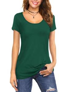 lot 90191 image: Amoretu Short Sleeve T-Shirts for Women Scoop Neck Soft Tee Tops (Dark Green, XL)