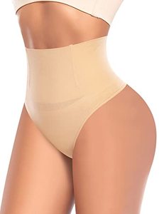 lot 90246 image: Werena Tummy Control Thong Shapewear for Women High Waist Shaping Panties Girdle Seamless Slimming Body Shaper Underwear A# Nude,S