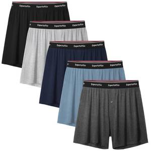 lot 90250 image: Expertoftio Boxers for Men viscose from bamboo Mens Underwear Boxer Shorts Breathable Mens Boxer, Loose Fit, Knit, 5 Pack, Blue Grey Multi, M