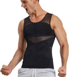 lot 90257 image: TAILONG Mens Compression Shirt for Body Shaper Slimming Vest Tight Tummy Underwear Tank Top (Black, XXX-Large)