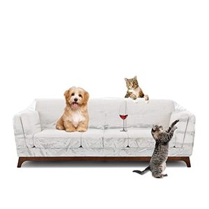 lot 90264 image: Houseables Plastic Couch Cover, Plastic Sofa Cover, Plastic Sofa Cover Protector, Plastic Couch Covers for Pets, Plastic Couch Protector, Plastic Cover for Couch, Dogs, Cats, Clear, Vinyl, 96x42x40