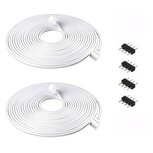lot 97505 image: Nelyeqwo 2 Pack 5M 16.4ft RGB Extension Cable LED Strip Connector 4 Pin Solderless Strip Jumper Cables Kit with 4 Pack 4 Male Pin Connector for 5050 3528 RGB LED Strip Light