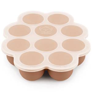 lot 97721 image: Silicone Baby Food Freezer Tray with Clip-on Lid - 2oz x 10 Pods Baby Food Silicone Freezer Molds, Breast Milk Freezer Tray, Dishwasher, Microwave, BPA-Free Baby Food Storage Tray (Sandstone)