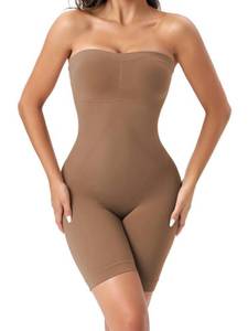 lot 97722 image: Ellareese Strapless Shapewear Bodysuit with Built in Bra Full Body Shaper for Women Tummy Control Shapewear Seamless Colombian Fajas Coffee
