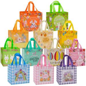 lot 97724 image: Fayayuan 12PCS Easter Gift Bags Large Reusable Bunny Egg Easter Basket Tote Bags,Non-Woven Easter Treat Bags for Gifts Wrapping, Egg Hunt Game, Easter Party Supplies, 8.37.95.9inch