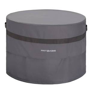 lot 97727 image: PATIOASIS Waterproof Fire Pit Cover Round 40d x 24h Grey UV-Resistant Ripproof Outdoor Furniture Covers for Round Propane Fire Pit