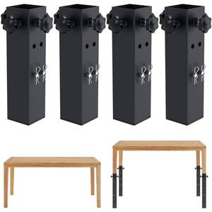 lot 97729 image: woiron 4 Pcs Table Leg Extenders for Folding Tables, Adjustable Folding Table Leg Extensions, for Square Straight Legs,Raise Table Height 3.55.5(Inner Diameter 1.86)