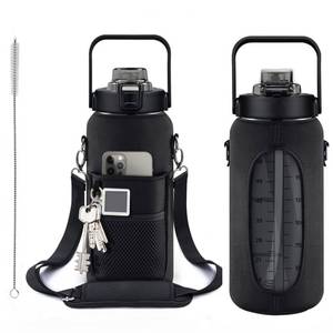 lot 97748 image: futaiphy Half Gallon Water Bottle With Sleeve 64oz (2L) Inspirational Water Bottle With Straw and Time Stamp, Drinkable Leak-Proof Tritan BPA-Free Bottle, Large Water Jug for Gym,Sports Bottles