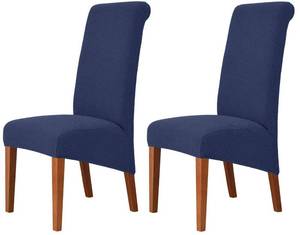 lot 97750 image: Deisy Dee Stretch XLOversized Soft Spandex Extra Large Dining Room Chair Covers for Kitchen DiningRemovable Washable Chair Protectors Slipcovers (Navy, 2)