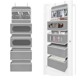 lot 97752 image: NEWFOM Over The Door Organizer, Door Hanging Organizer with 2 Small PVC and 4 Large Pockets Behind The Door Storage Organizer for Nursery Closet Cabinet Baby Storage Diapers Cosmetics, Toys, Sundrie