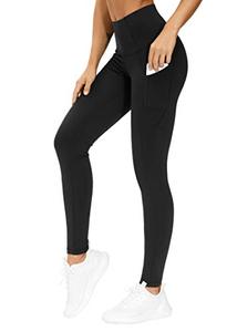 lot 97763 image: THE GYM PEOPLE Thick High Waist Yoga Pants with Pockets, Tummy Control Workout Running Yoga Leggings for Women (Medium, Black)